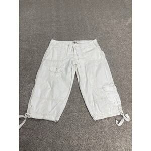 Y2K 00s Skater Grunge parachute Utility Cargo So Capris Sz 1 Low Rise Drawstring